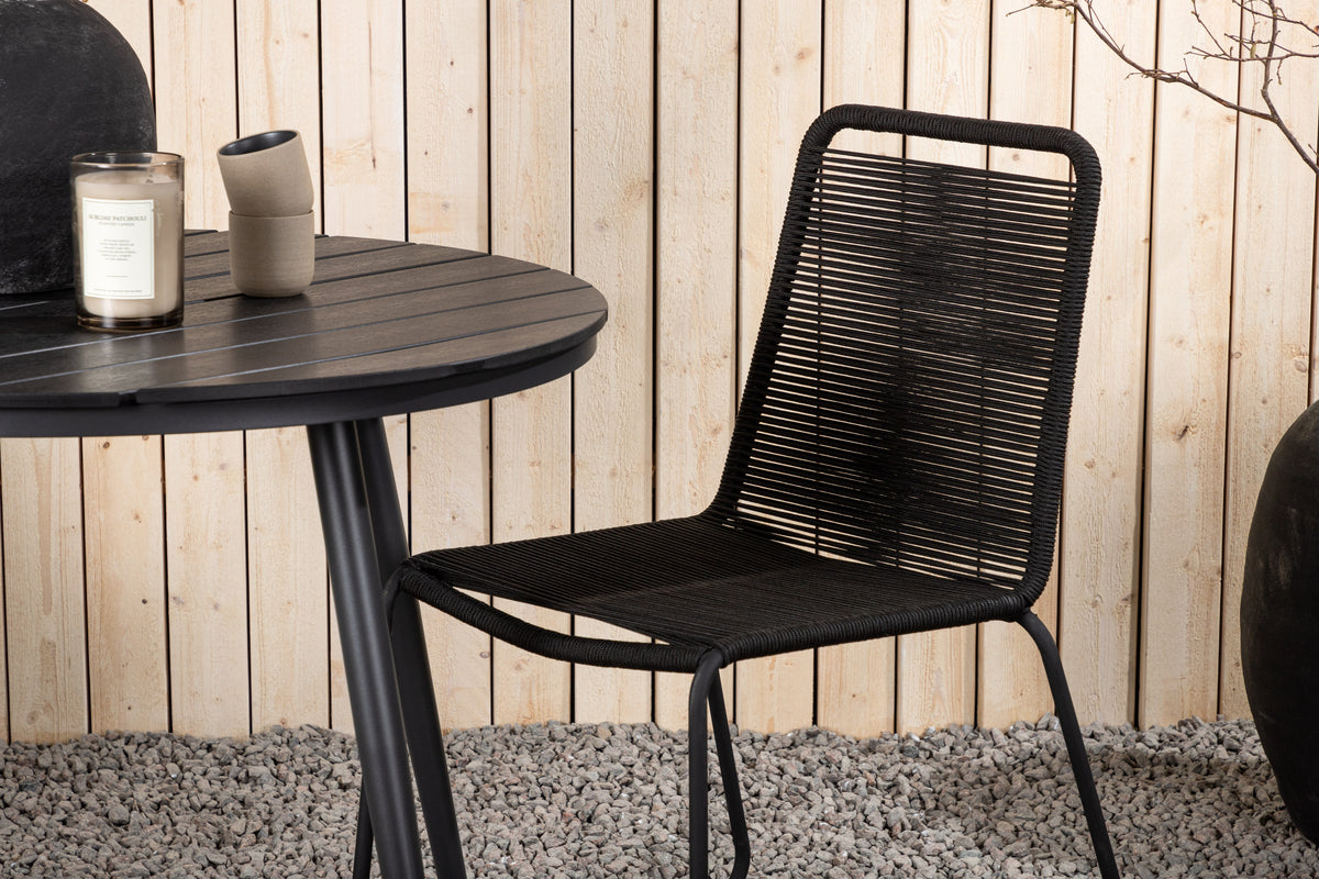 Break & Lindos Rundt Spisebord ø90 Sort + Spisestole Sort