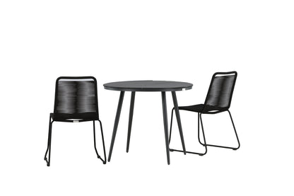 Break & Lindos Rundt Spisebord ø90 Sort + Spisestole Sort