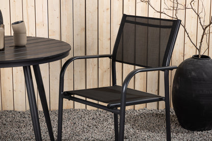 Rundt spisebord 90 Sort + Spisebordsstol 2-pak Sort