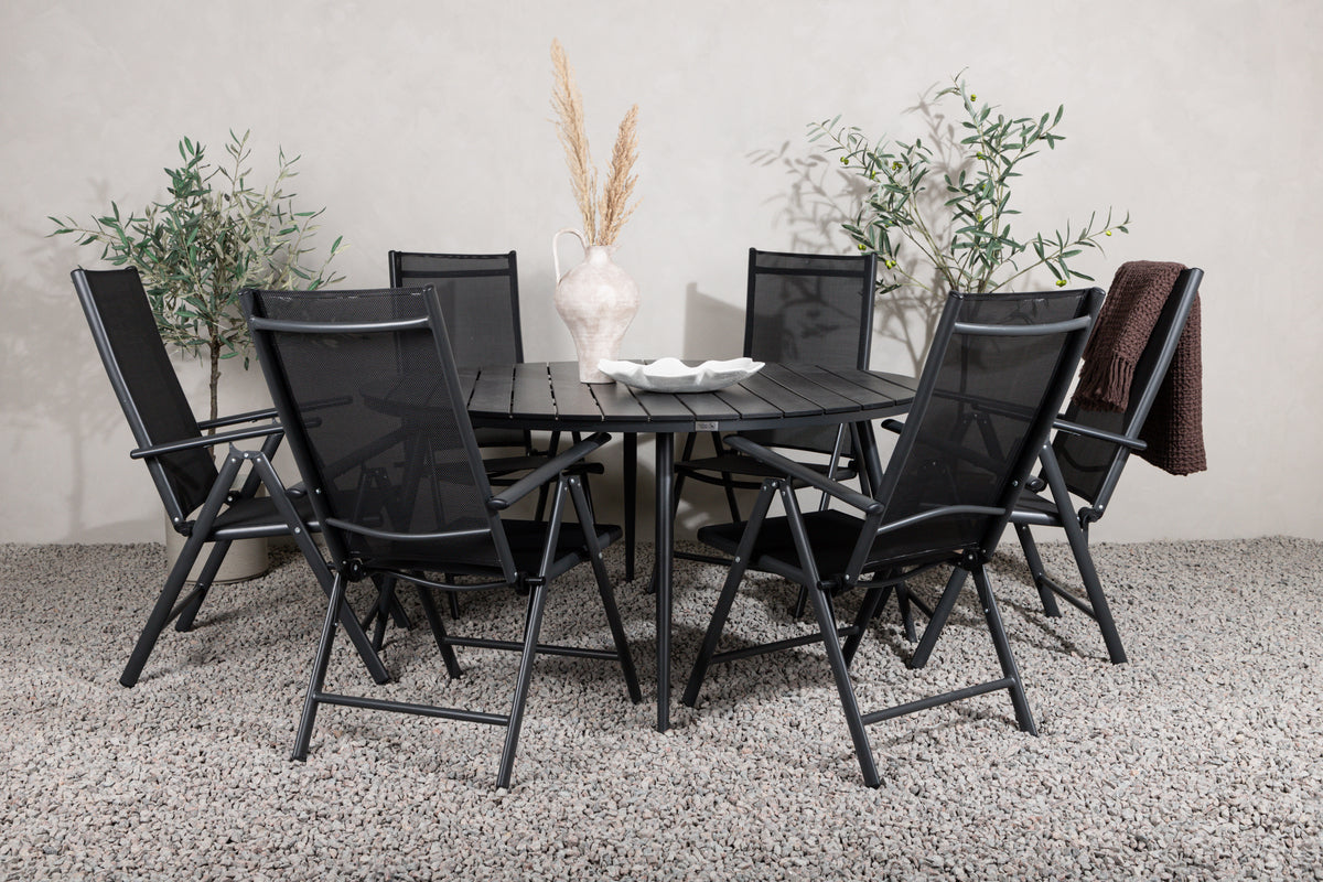 Break Spisebord ⌀150 + Positionsstole Sort