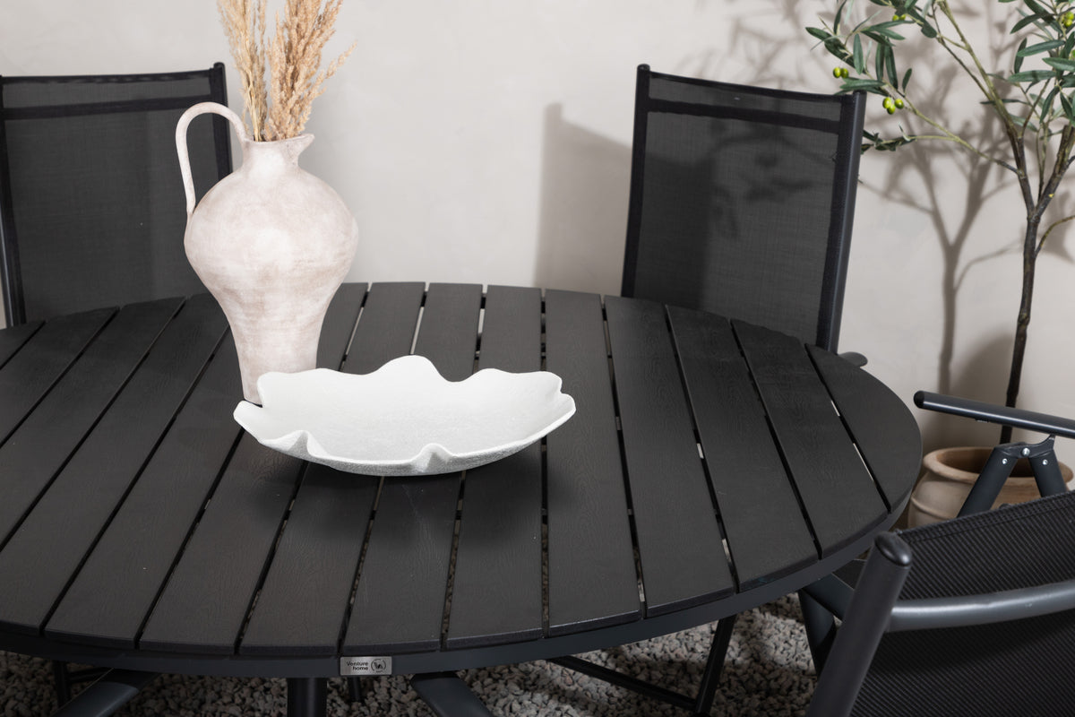 Break Spisebord ⌀150 + Positionsstole Sort