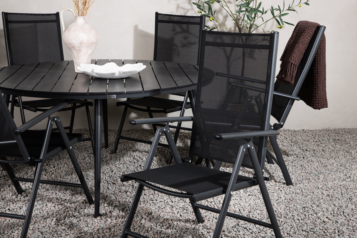 Break Spisebord ⌀150 + Positionsstole Sort