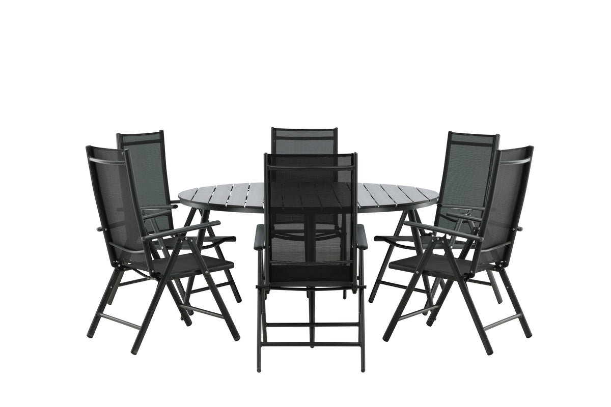 Break Spisebord ⌀150 + Positionsstole Sort