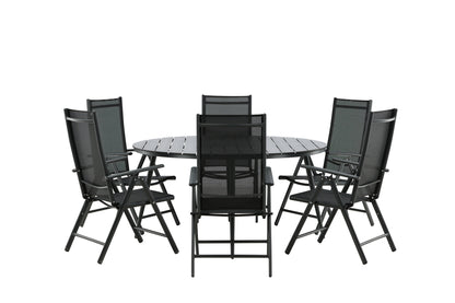 Break Spisebord ⌀150 + Positionsstole Sort