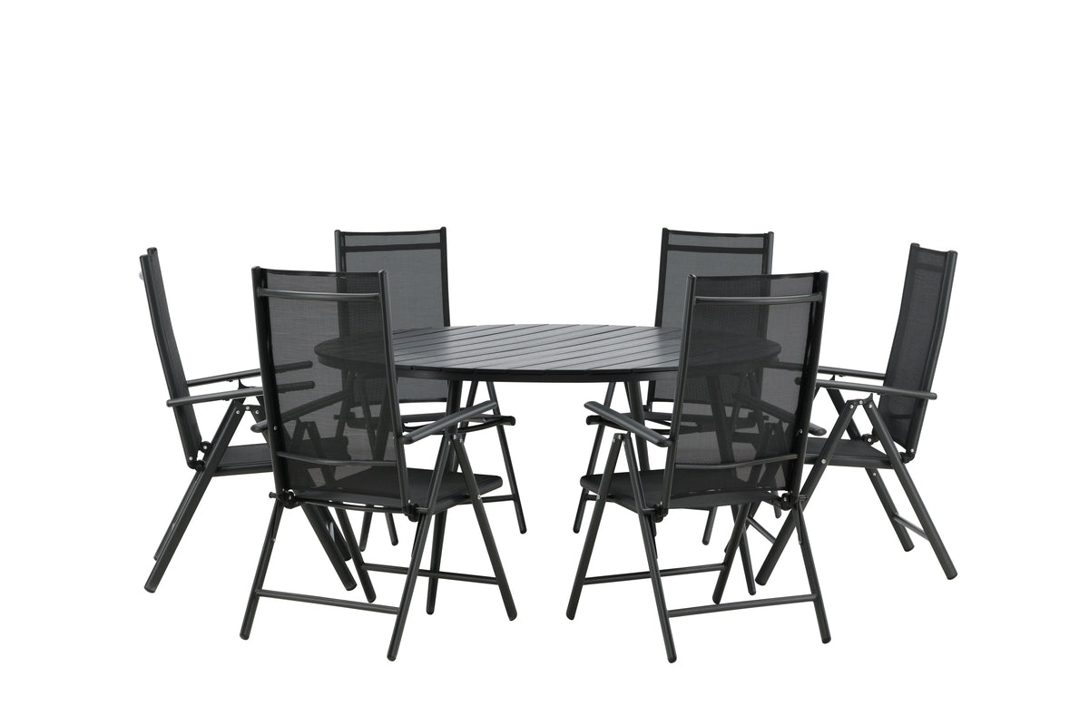 Break Spisebord ⌀150 + Positionsstole Sort