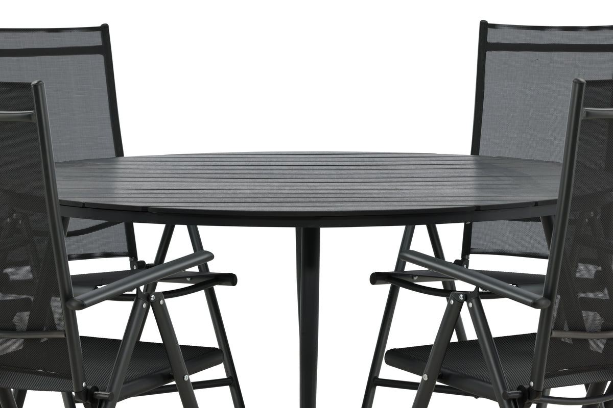 Break Spisebord ⌀150 + Positionsstole Sort