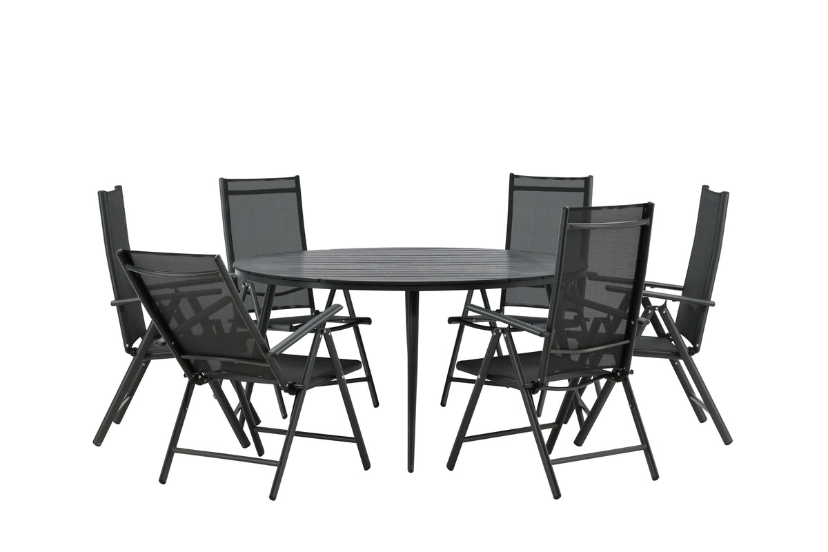 Break Spisebord ⌀150 + Positionsstole Sort