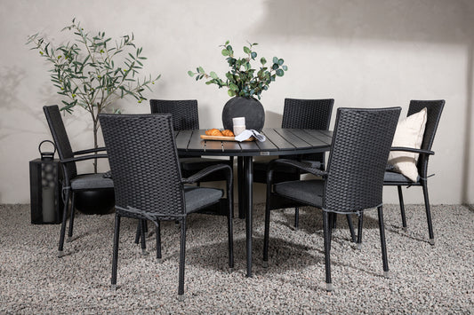 Break & Anna Spisebord ⌀150 + Spisestole Sort