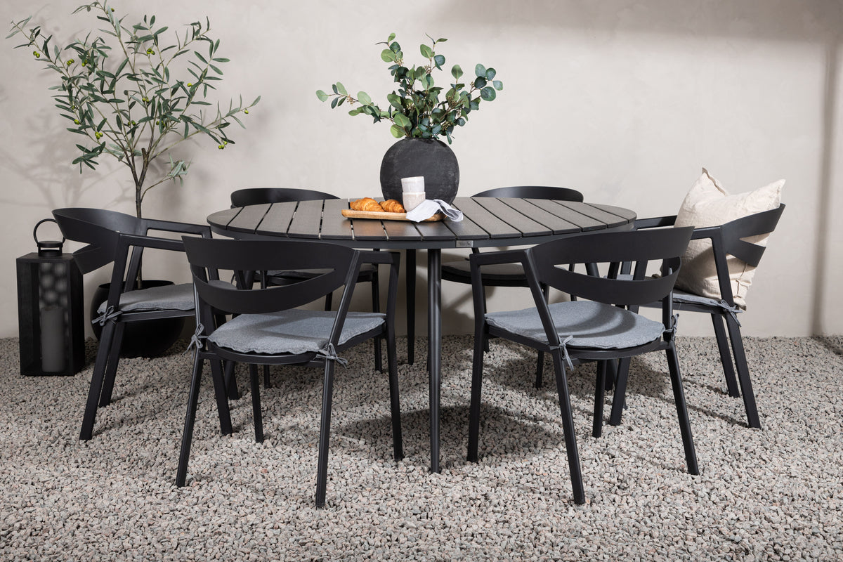 Break & Slit Spisebord ⌀150 + Spisestole Sort