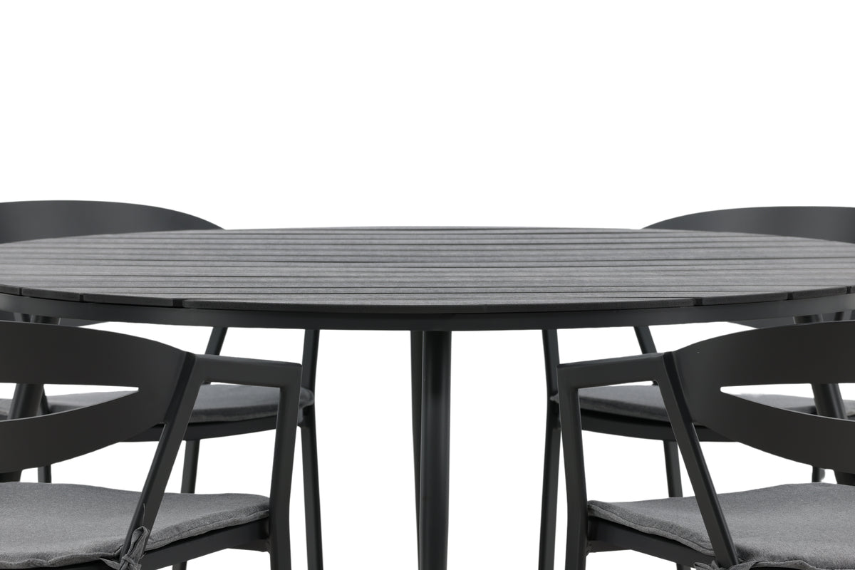 Break & Slit Spisebord ⌀150 + Spisestole Sort