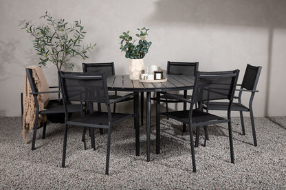 Break & Copacabana Spisebord ⌀150 + Spisestole Sort