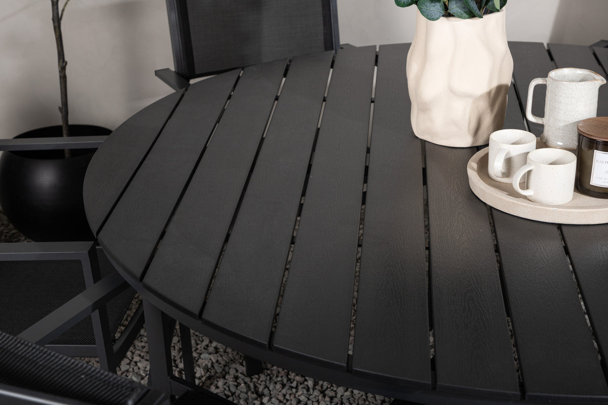 Break & Copacabana Spisebord ⌀150 + Spisestole Sort