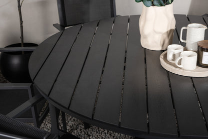 Break & Copacabana Spisebord ⌀150 + Spisestole Sort