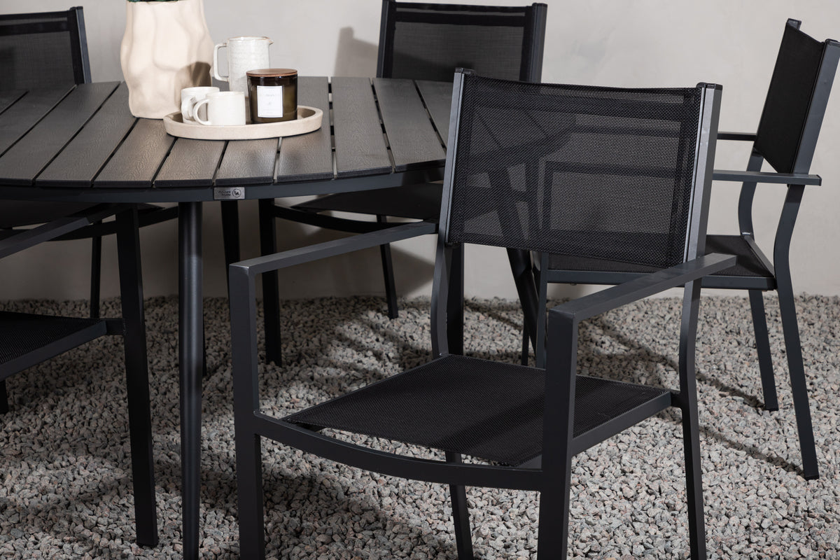 Break & Copacabana Spisebord ⌀150 + Spisestole Sort