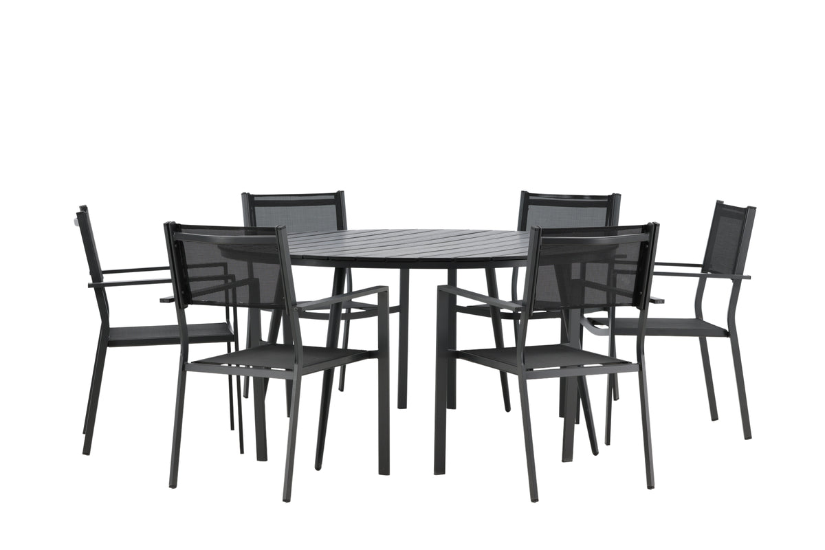 Break & Copacabana Spisebord ⌀150 + Spisestole Sort