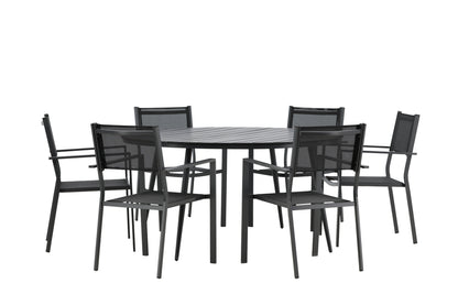 Break & Copacabana Spisebord ⌀150 + Spisestole Sort