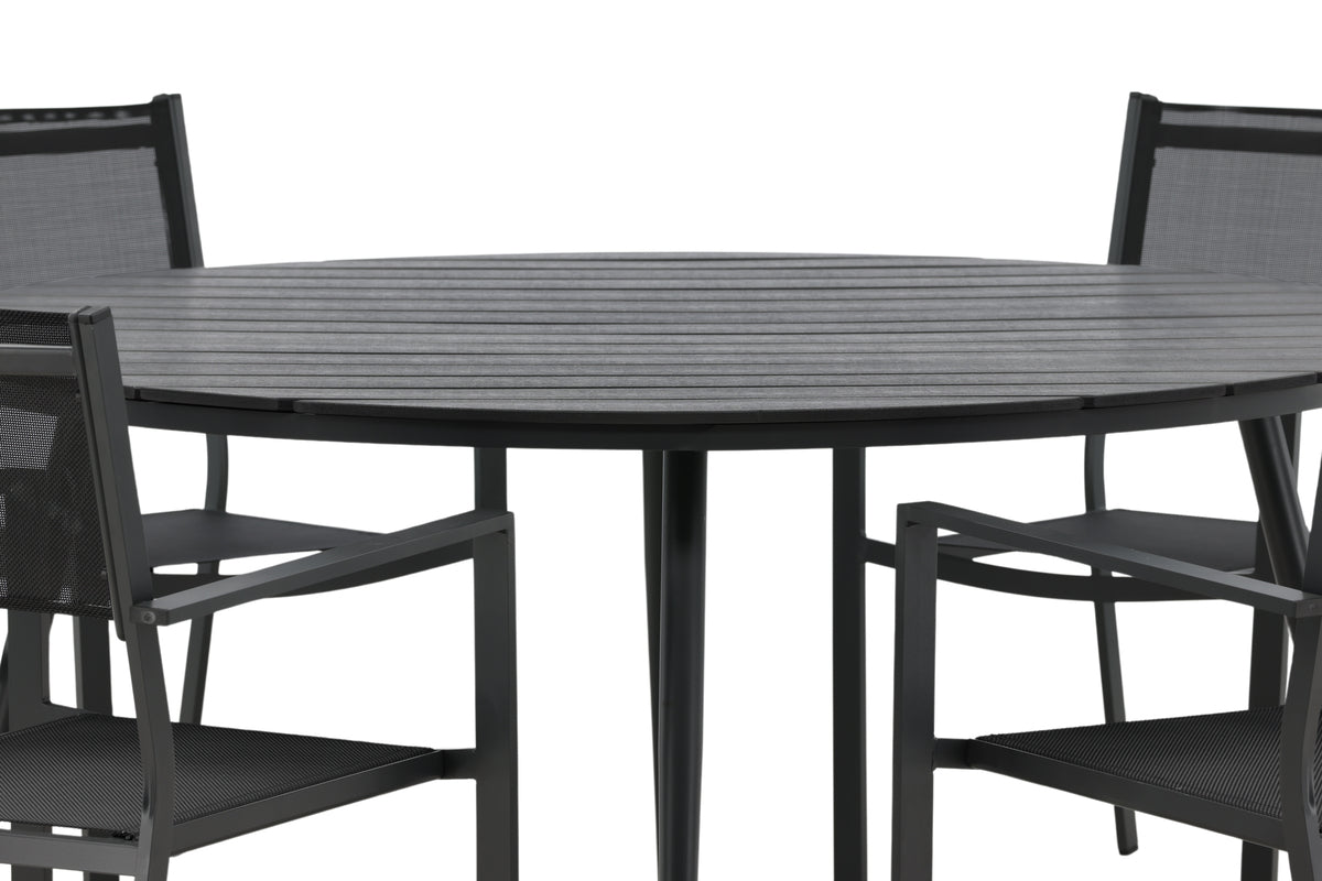 Break & Copacabana Spisebord ⌀150 + Spisestole Sort