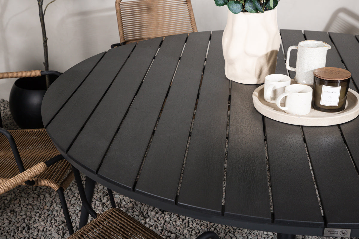 Break & Lindos Spisebord ⌀150 + Spisestole Brun