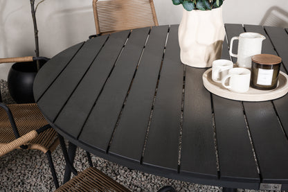 Break & Lindos Spisebord ⌀150 + Spisestole Brun