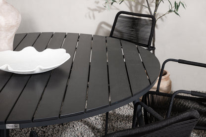 Break & Lindos Spisebord ⌀150 + Spisestole Sort