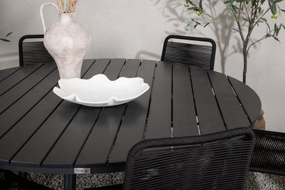 Break & Lindos Spisebord ⌀150 + Spisestole Sort