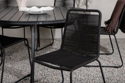 Break & Lindos Spisebord ⌀150 + Spisestole Sort