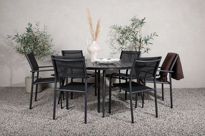 Break & Santorini Spisebord ⌀150 + Spisestole Sort