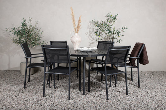 Break & Santorini Spisebord ⌀150 + Spisestole Sort