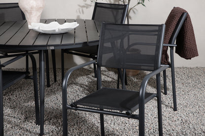 Break & Santorini Spisebord ⌀150 + Spisestole Sort