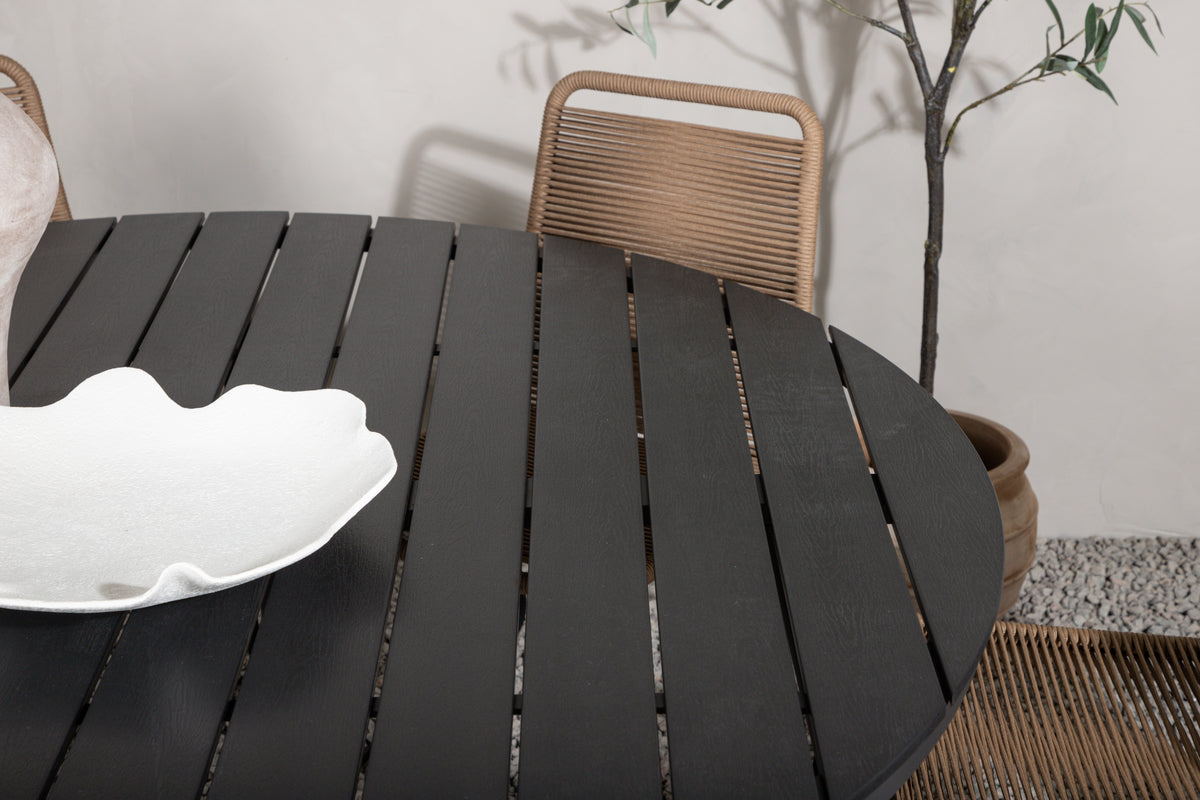 Break & Lindos Spisebord ⌀150 + Spisestole Brun