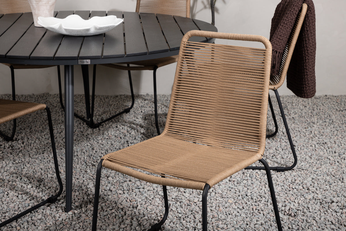 Break & Lindos Spisebord ⌀150 + Spisestole Brun