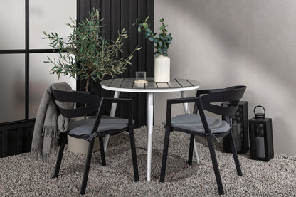 Rundt spisebord 90 Grå + Spisestol Sort