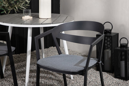 Rundt spisebord 90 Grå + Spisestol Sort