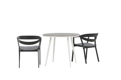 Rundt spisebord 90 Grå + Spisestol Sort