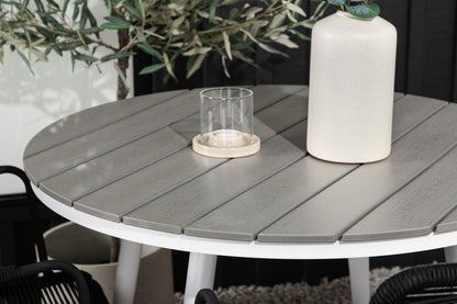 Rundt spisebord 90 Grå + Spisebordsstol 2-pak Sort