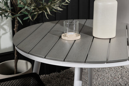 Rundt spisebord 90 Grå + Spisebordsstol 2-pak Sort