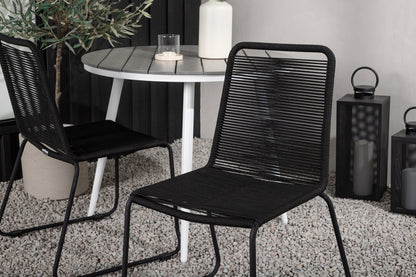 Rundt spisebord 90 Grå + Spisebordsstol 2-pak Sort
