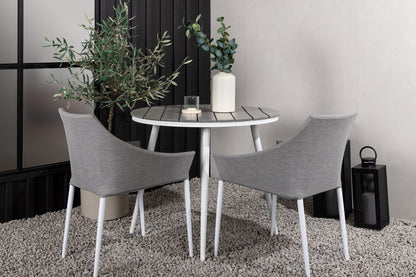 Spisebordsstol 2-pak Grå + Rundt Spisebord 90 Grå