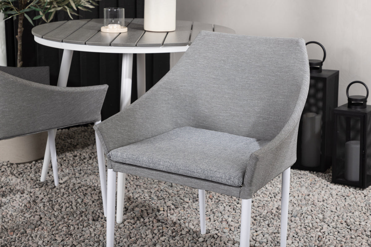 Spisebordsstol 2-pak Grå + Rundt Spisebord 90 Grå