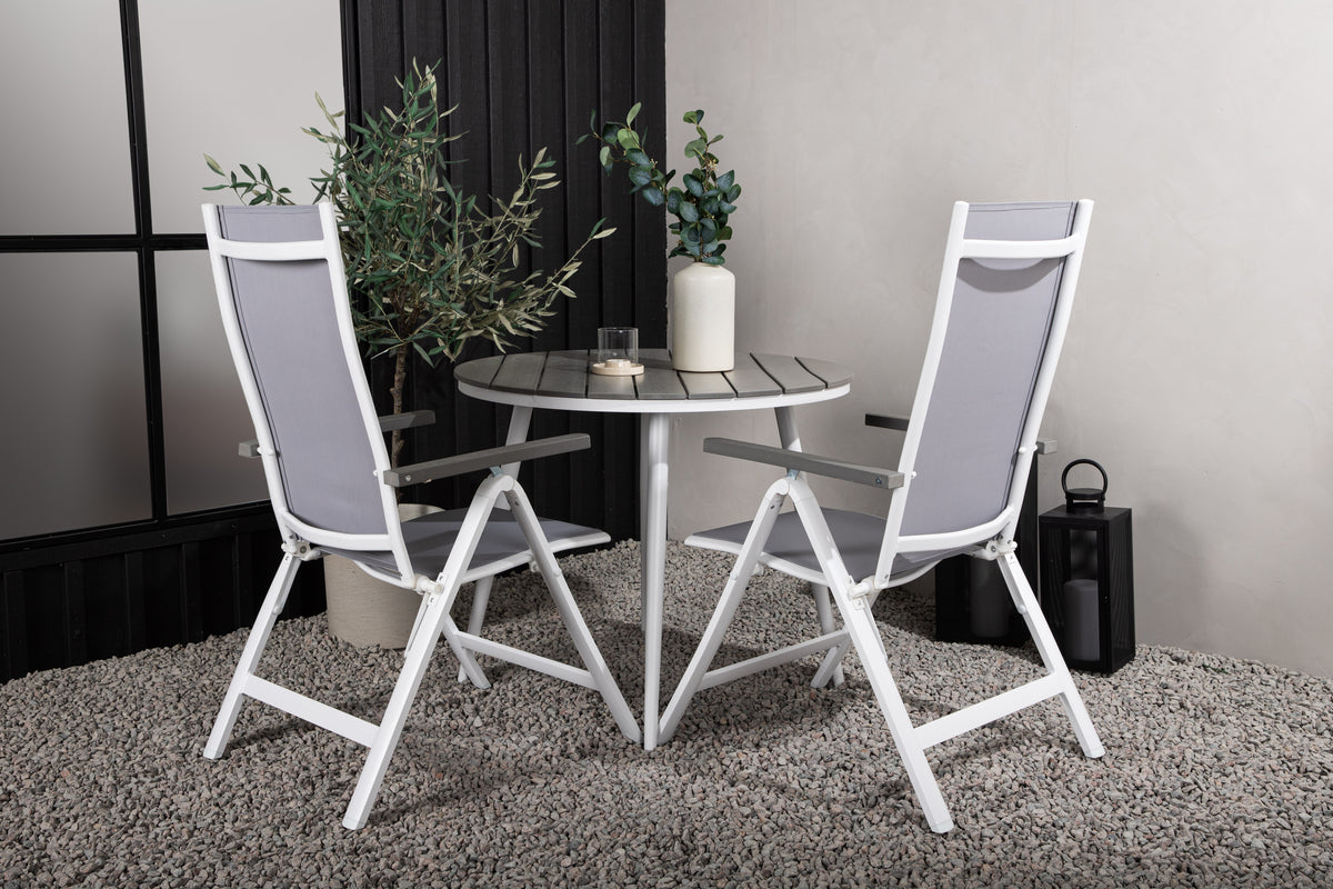 Position stol 2-pak Grå + Rundt spisebord 90 Grå