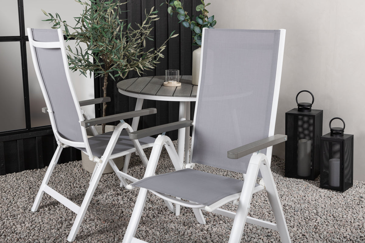 Position stol 2-pak Grå + Rundt spisebord 90 Grå