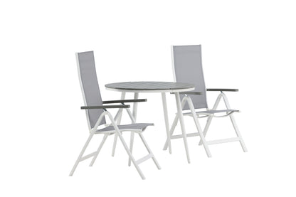 Position stol 2-pak Grå + Rundt spisebord 90 Grå