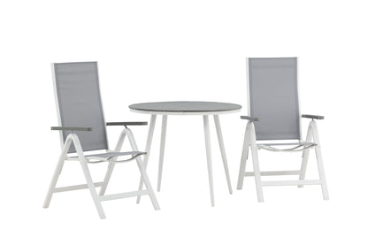 Position stol 2-pak Grå + Rundt spisebord 90 Grå