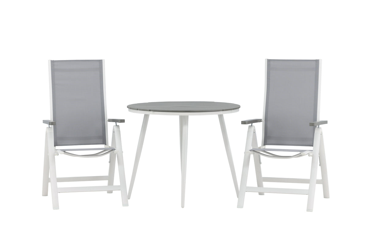 Position stol 2-pak Grå + Rundt spisebord 90 Grå