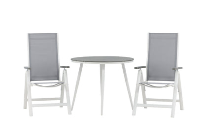 Position stol 2-pak Grå + Rundt spisebord 90 Grå