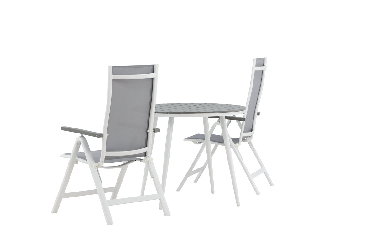 Position stol 2-pak Grå + Rundt spisebord 90 Grå