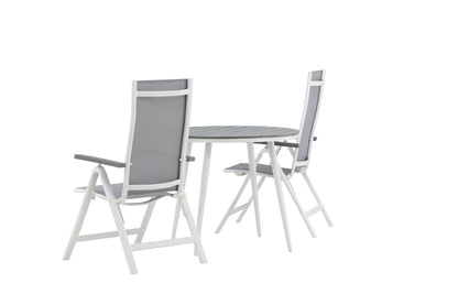 Position stol 2-pak Grå + Rundt spisebord 90 Grå