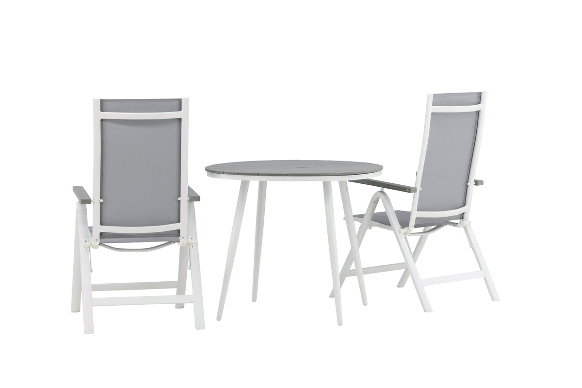Position stol 2-pak Grå + Rundt spisebord 90 Grå
