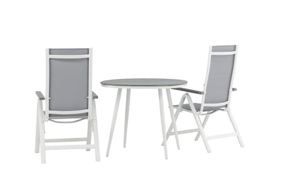 Position stol 2-pak Grå + Rundt spisebord 90 Grå