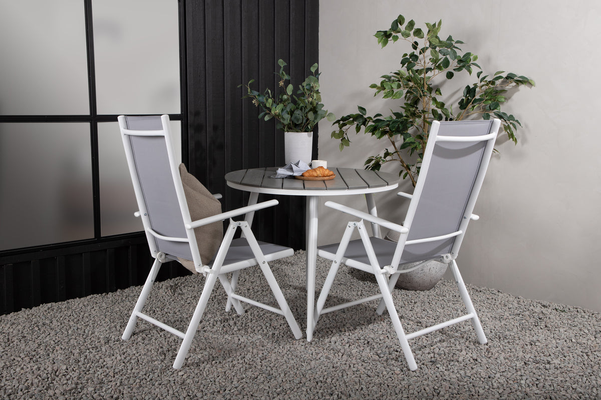 Rundt spisebord 90 Grå + Position stol 2-pak Grå